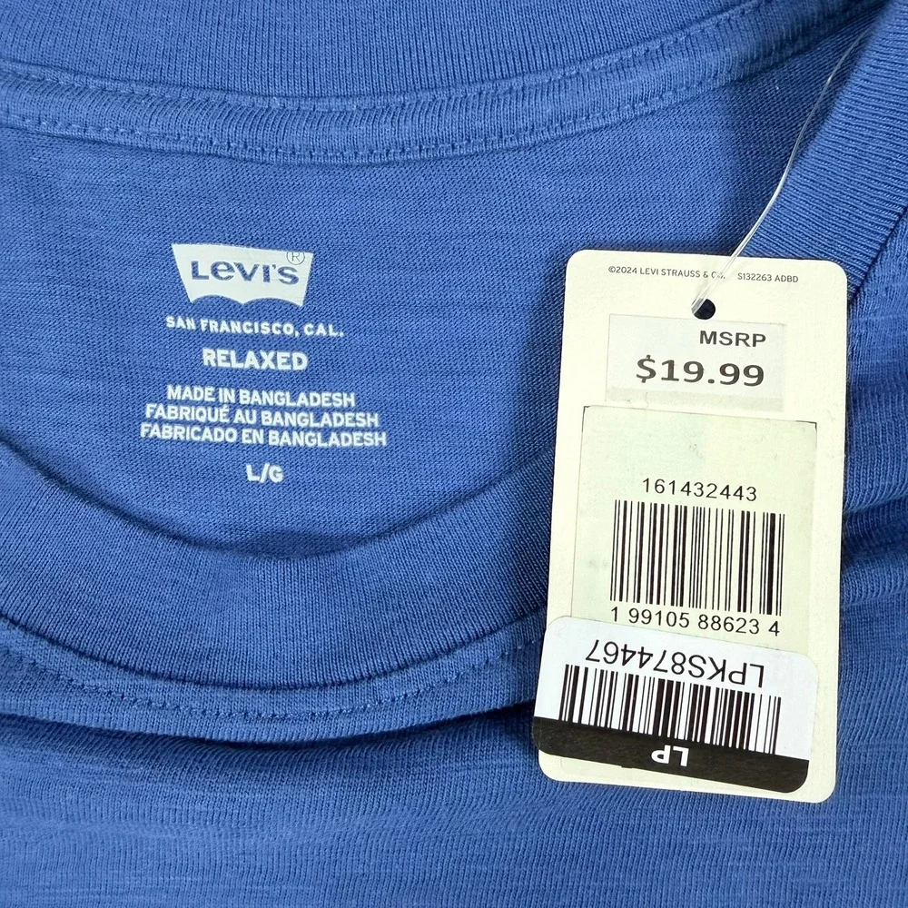 Levi's Mens Large Blue 100% Cotton Midnight Riders Graphic Relaxed T-Shirt New